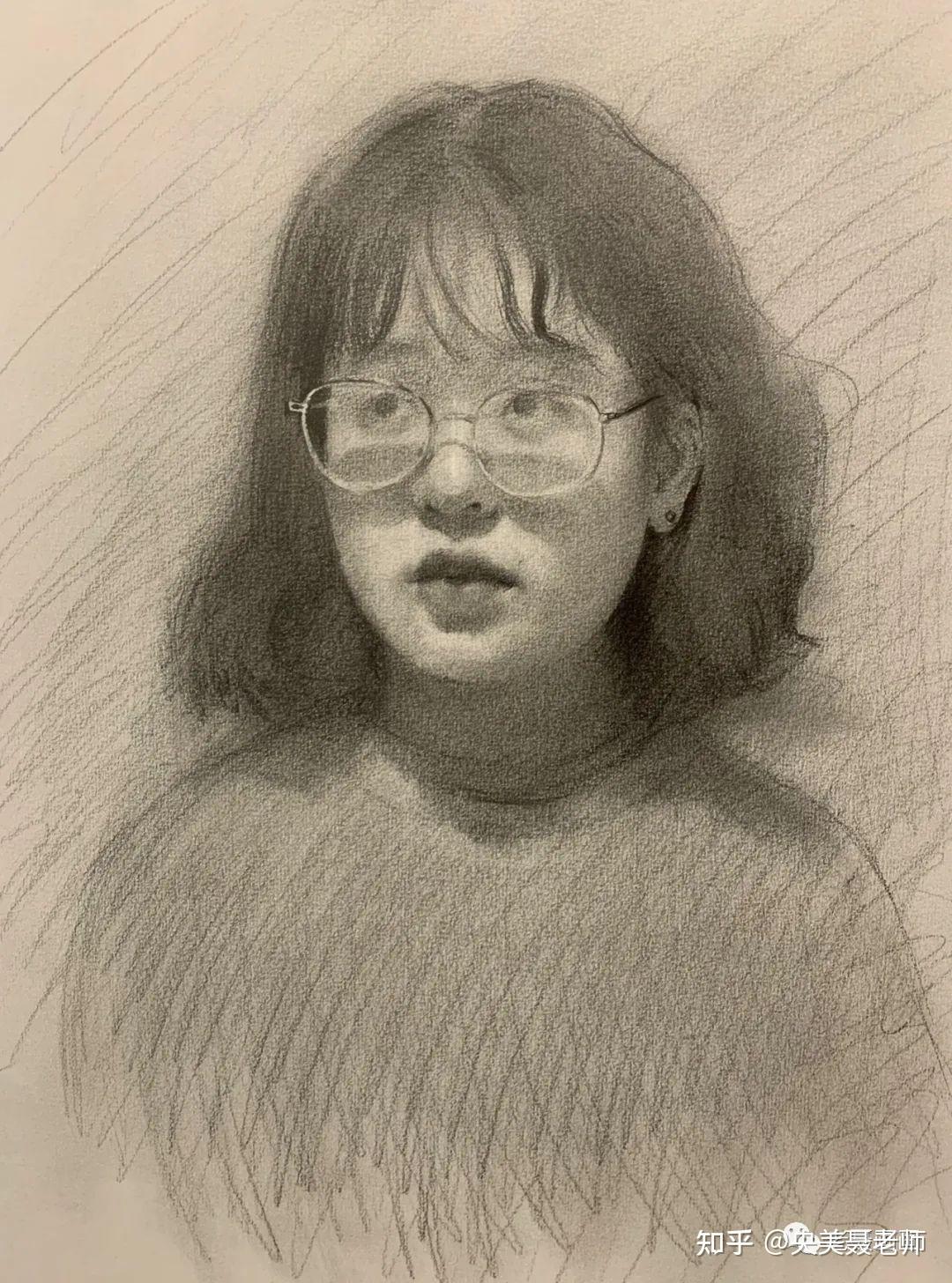 素描女青年肖像步骤图28集