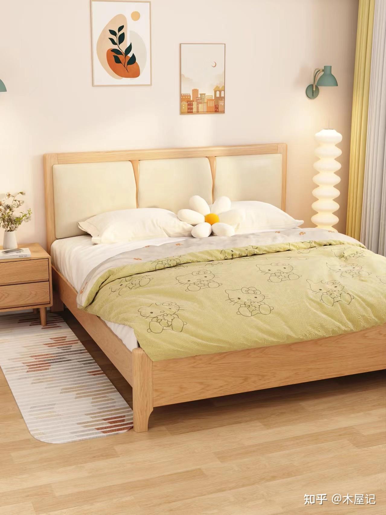 日式原木风治愈系小清新卧室实木床